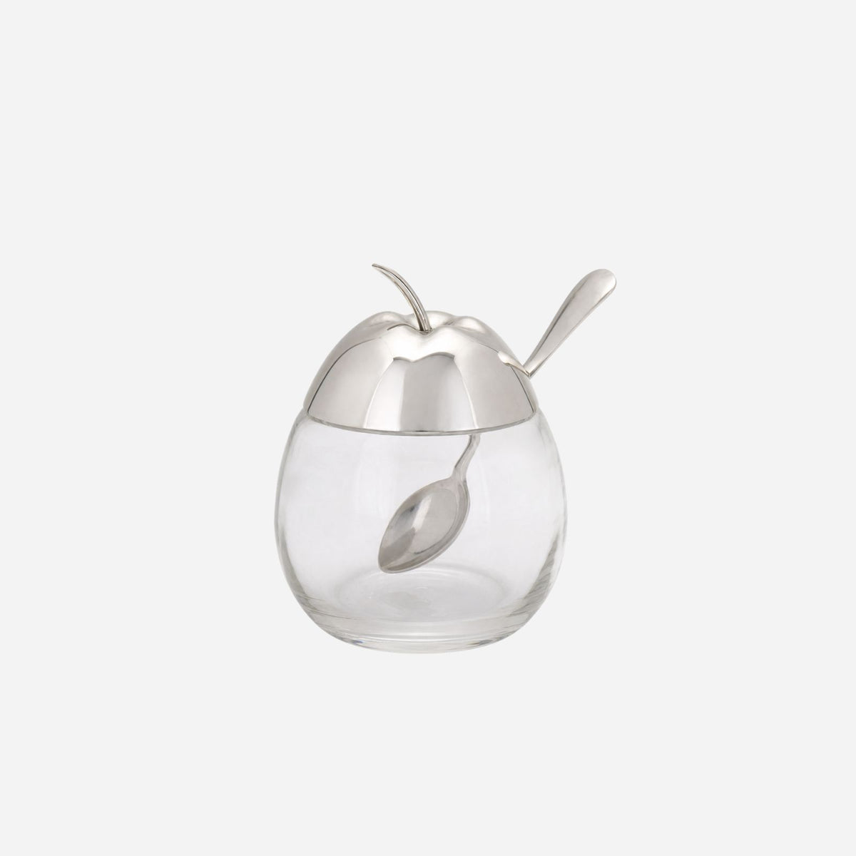 A Vintage Sterling Silver Apple Jar with Spoon