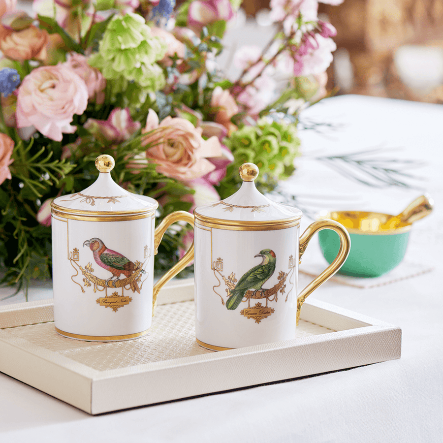 Ginori 1735 Volière Bird Mug with Lid - Geai