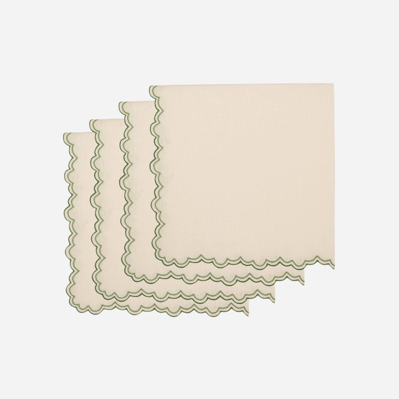Willow Green & Cream Napkin - Set of 4