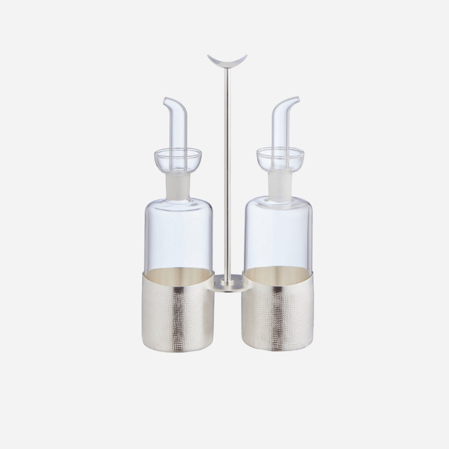 Zanetto Velvet Silver Plated Oil & Vinegar Holder Set