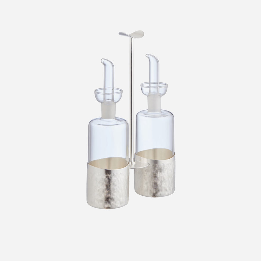 Zanetto Velvet Silver Plated Oil & Vinegar Holder Set