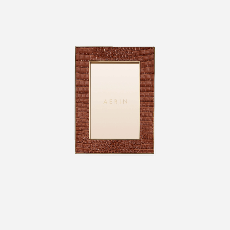 Classic Croc Leather Frame 4x6 Chestnut
