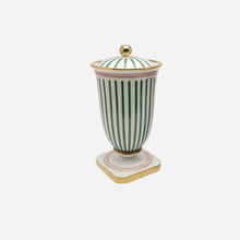 Load image into Gallery viewer, A Pair of Green Striped Porcelain Urns
