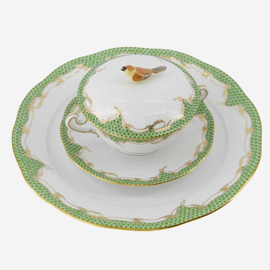 Herend Fish Scale Bouillon Cup & Saucer