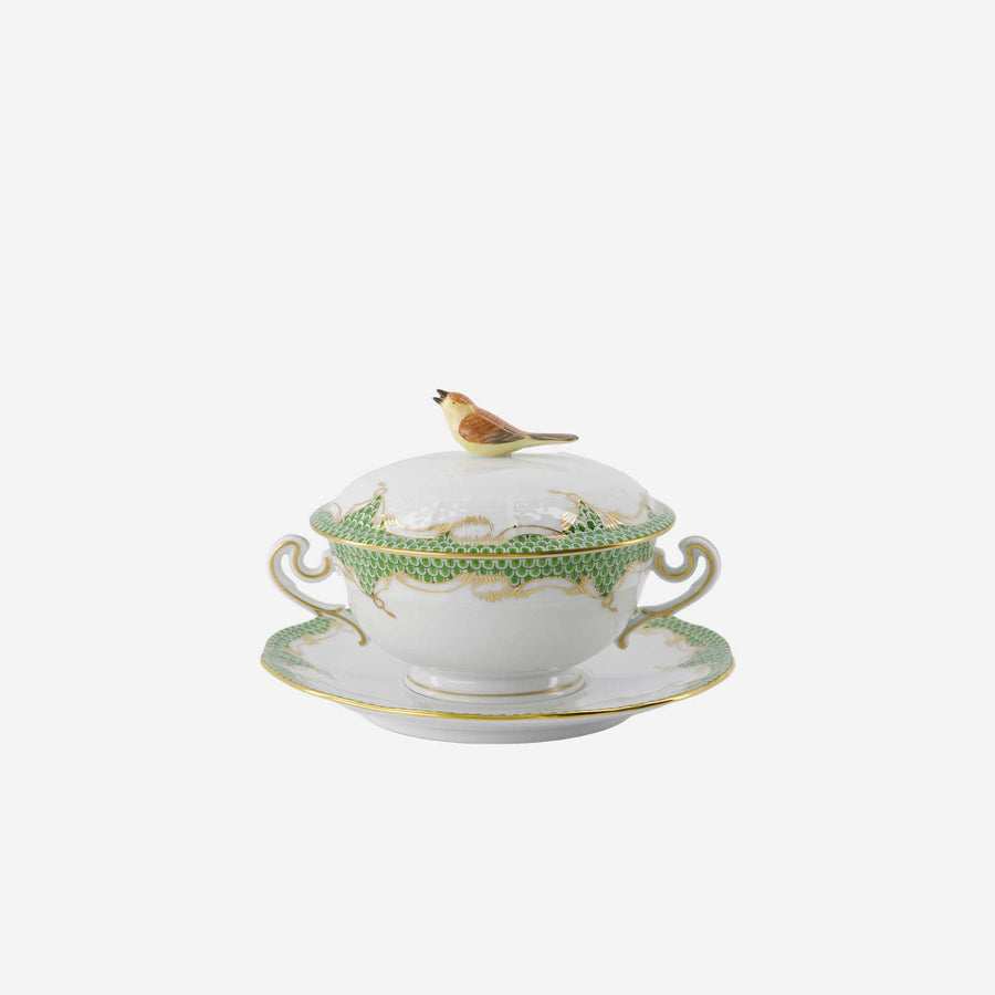 Herend Fish Scale Bouillon Cup & Saucer