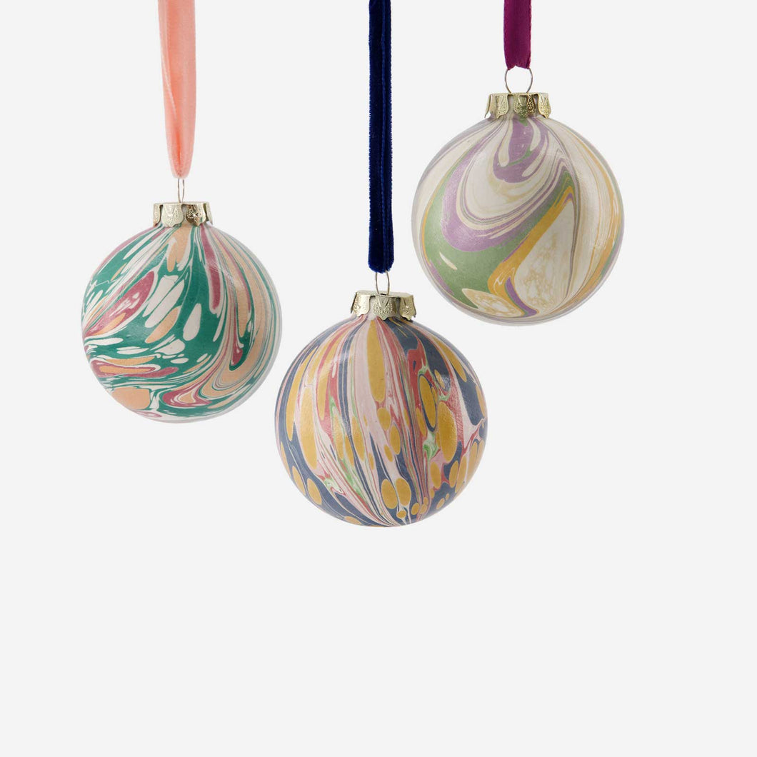 Hand-Marbled Ceramic Baubles