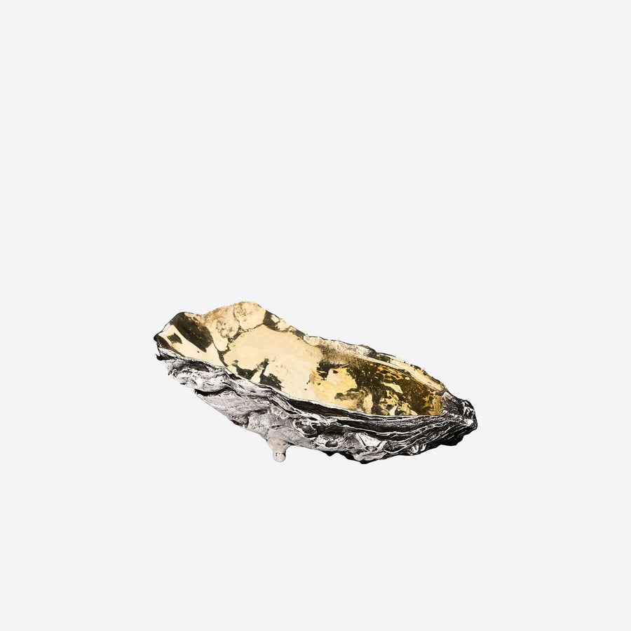 Jarosinski & Vaugoin Silver and Gold Vermeil Oyster Shell Salt Cellar