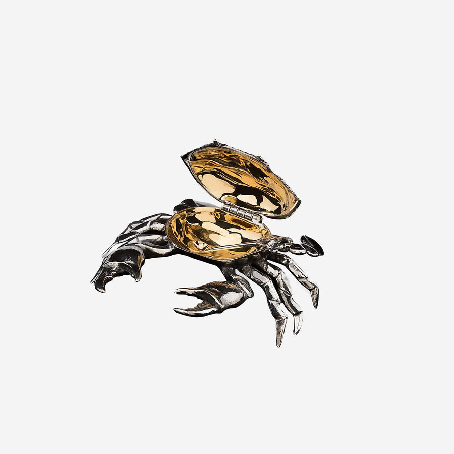 Jarosinski & Vaugoin Silver and Gold Vermeil Crab Salt Cellar with Spoon