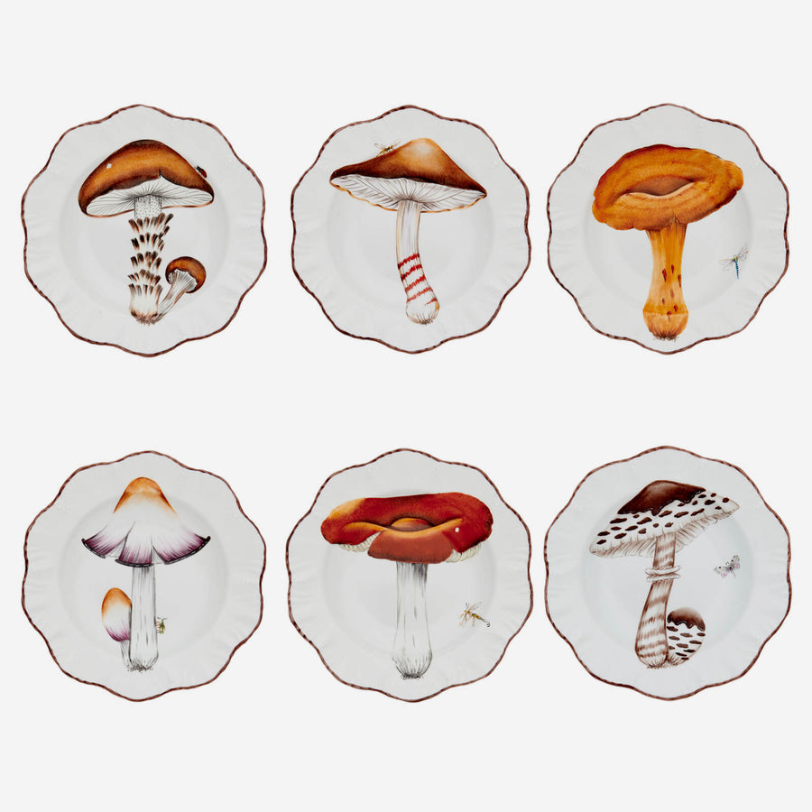 Alberto Pinto Les Champignons Soup Plates - Set of 6