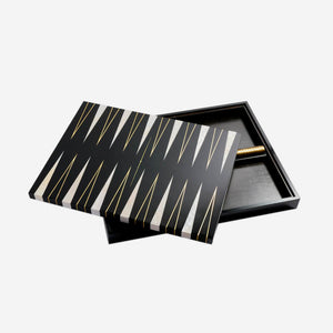 handcrafted Backgammon Set - Black & Gold Bonadea L'objet
