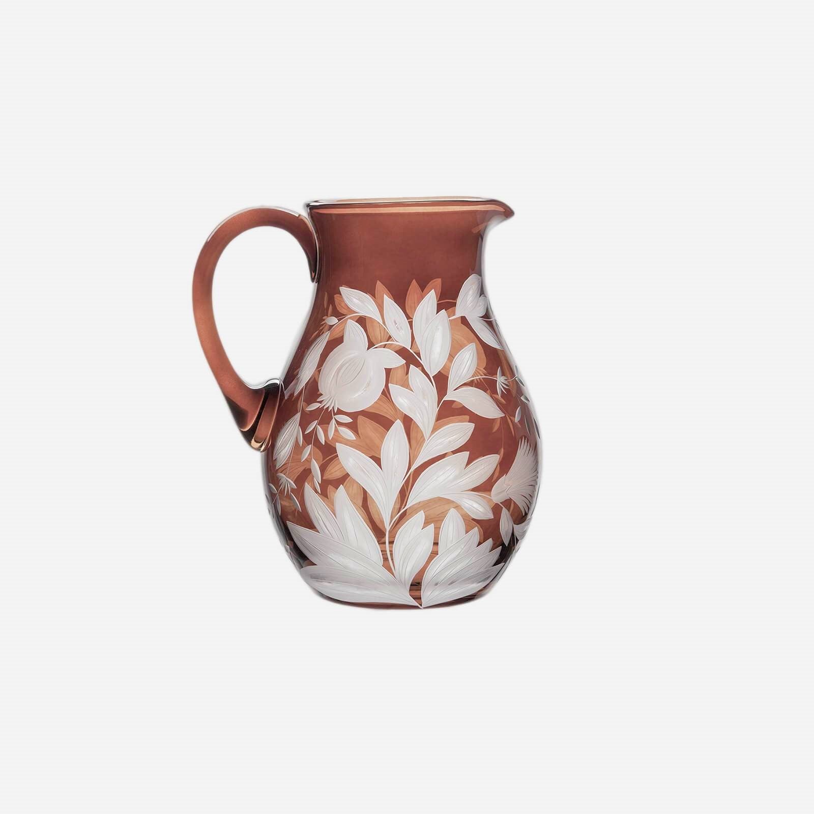 Pitcher Walnut Handegraved Crystal Artel