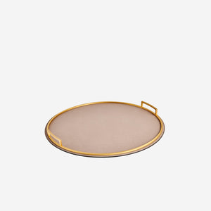 Defile Large Round Leather Tray Dove Giobagnara Bonadea