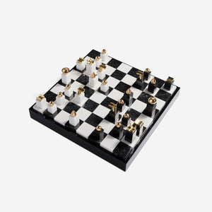 Chess Set black white gold l objet bonadea