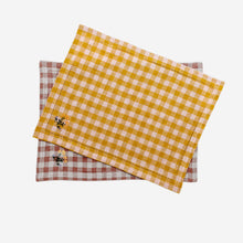 Load image into Gallery viewer, Gingham Embroidered Napkin Blush
