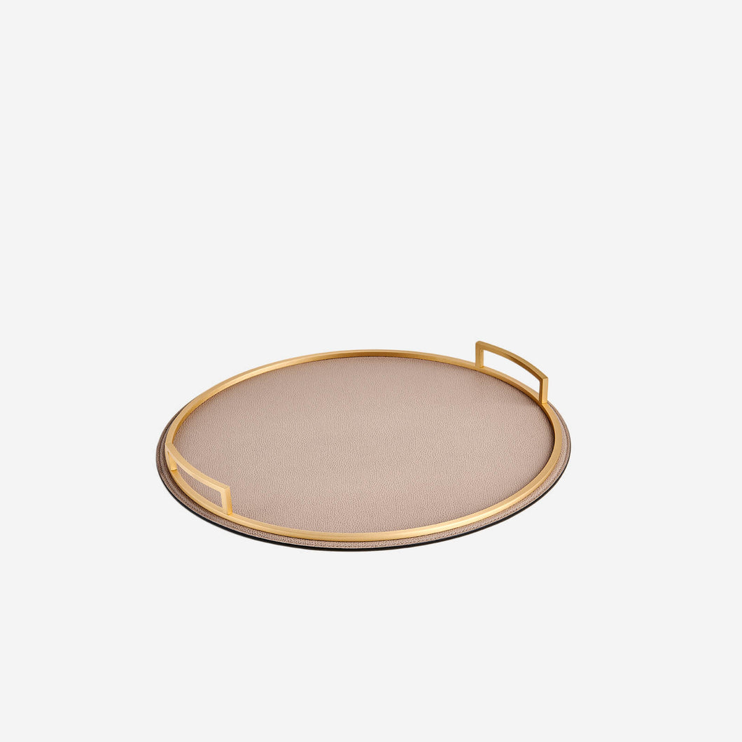 Defile Medium Round Leather Tray Dove