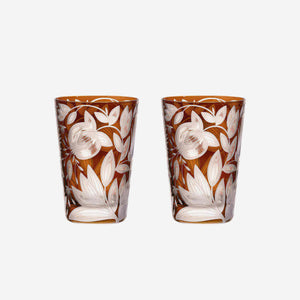 Verdure Large Tumbler Walnut Handengraved Crystal Artel