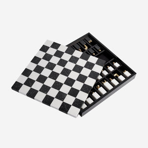 Chess Set black white gold l objet bonadea