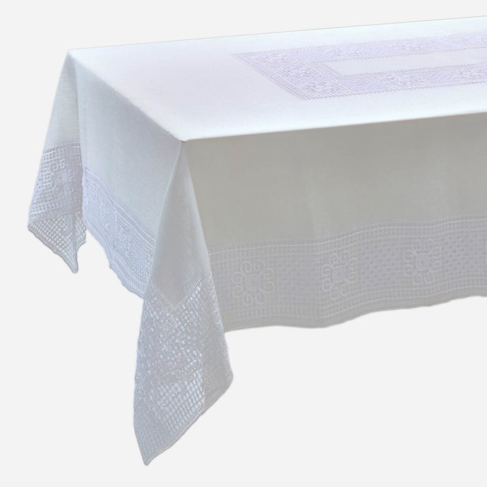Mozzano Tablecloth with 12 Napkins White