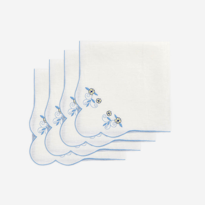 Ice Blue Flower Napkins - Set of 4