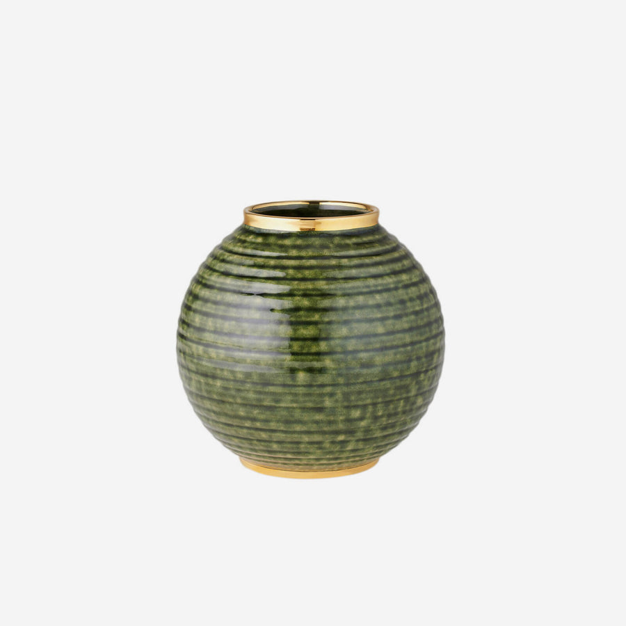 Aerin Calinda Round Vase Forest Green