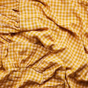 Wes Gingham Frill Tablecloth Mustard