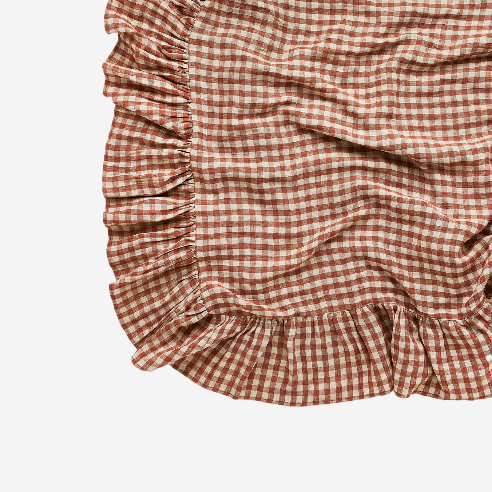 Wes Gingham Frill Tablecloth Blush