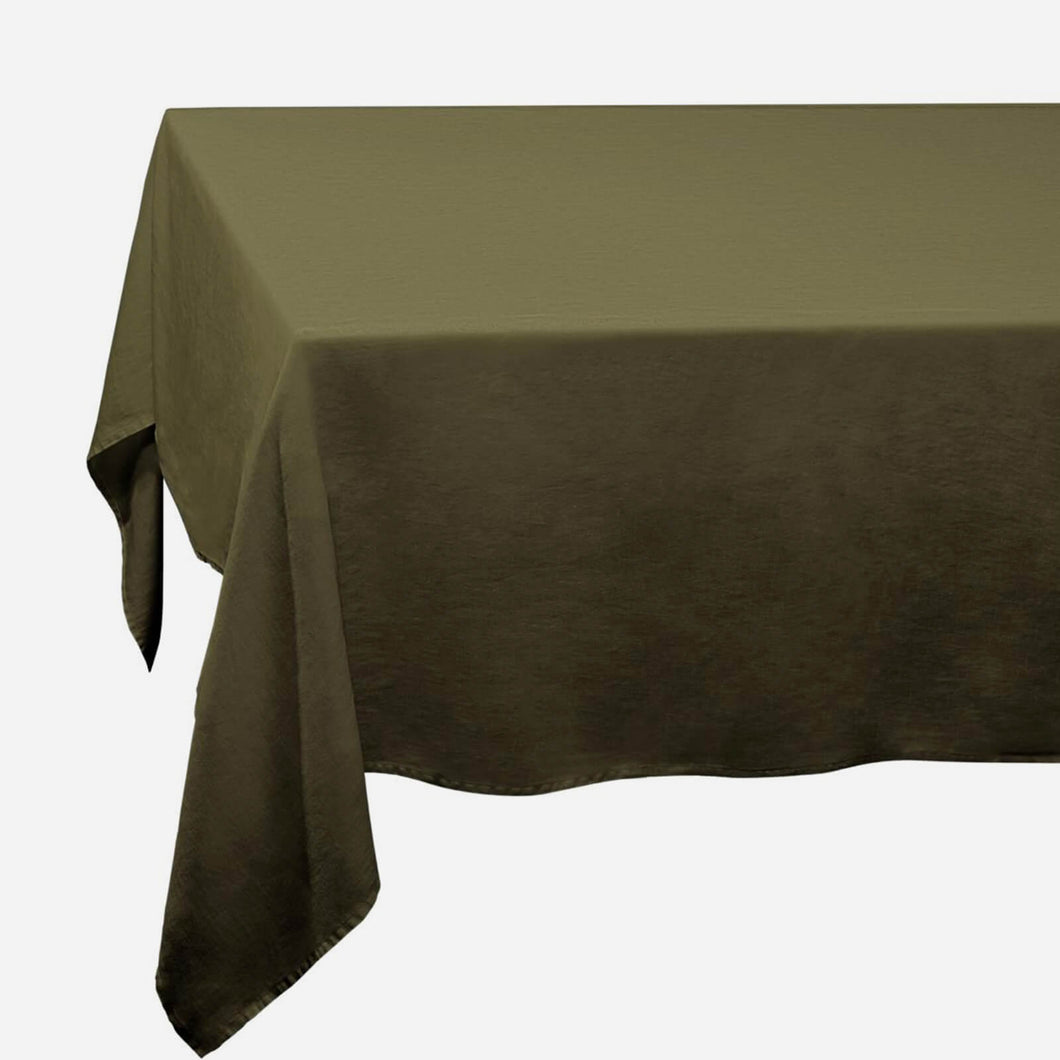 Olive Linen Sateen Tablecloth