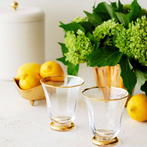 AERIN Sophia Set of Four Gold Rimmed Tumblers