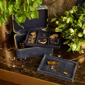 AERIN Beauvais Velvet Jewelry Box Dusk Blue