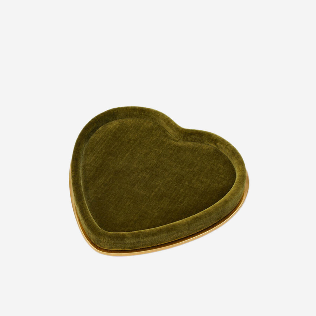 Valentina Velvet Heart Tray Moss