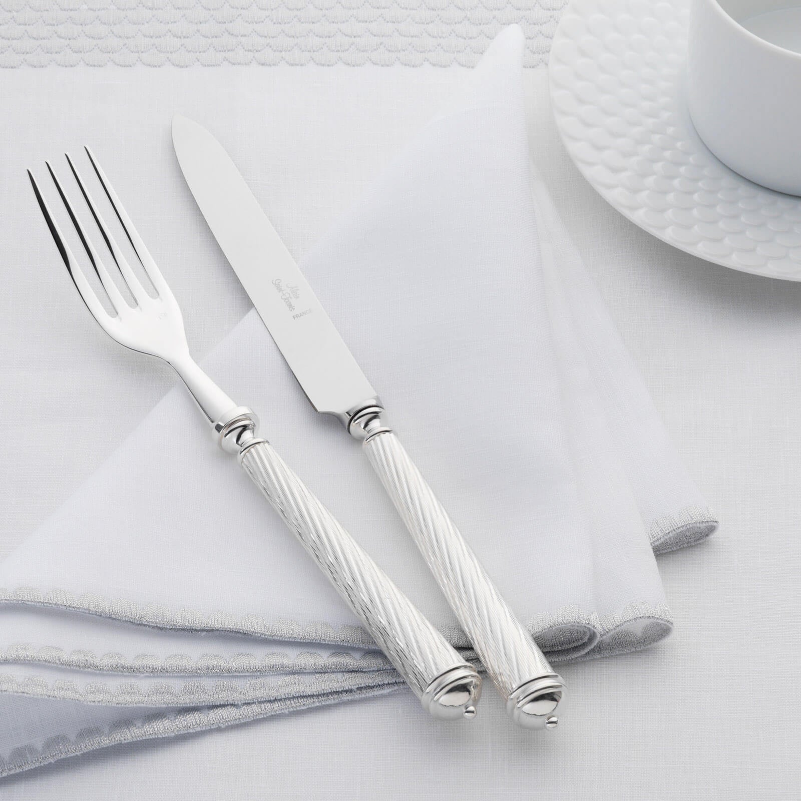 Bonadea | Alain Saint-Joanis Cable 4-Piece Silver Plated Cutlery Set