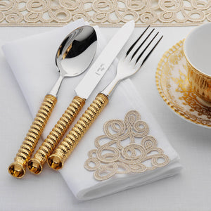 Alain Saint-Joanis Cordage Gold Plated 4-Piece Cutlery Set -BONADEA