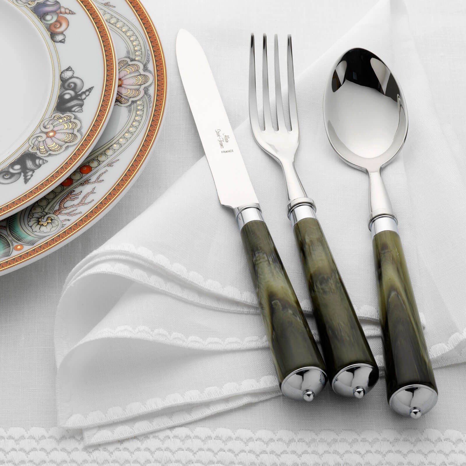 Alain Saint-Joanis Julia Green Marble 2-Piece Carving Set -BONADEA