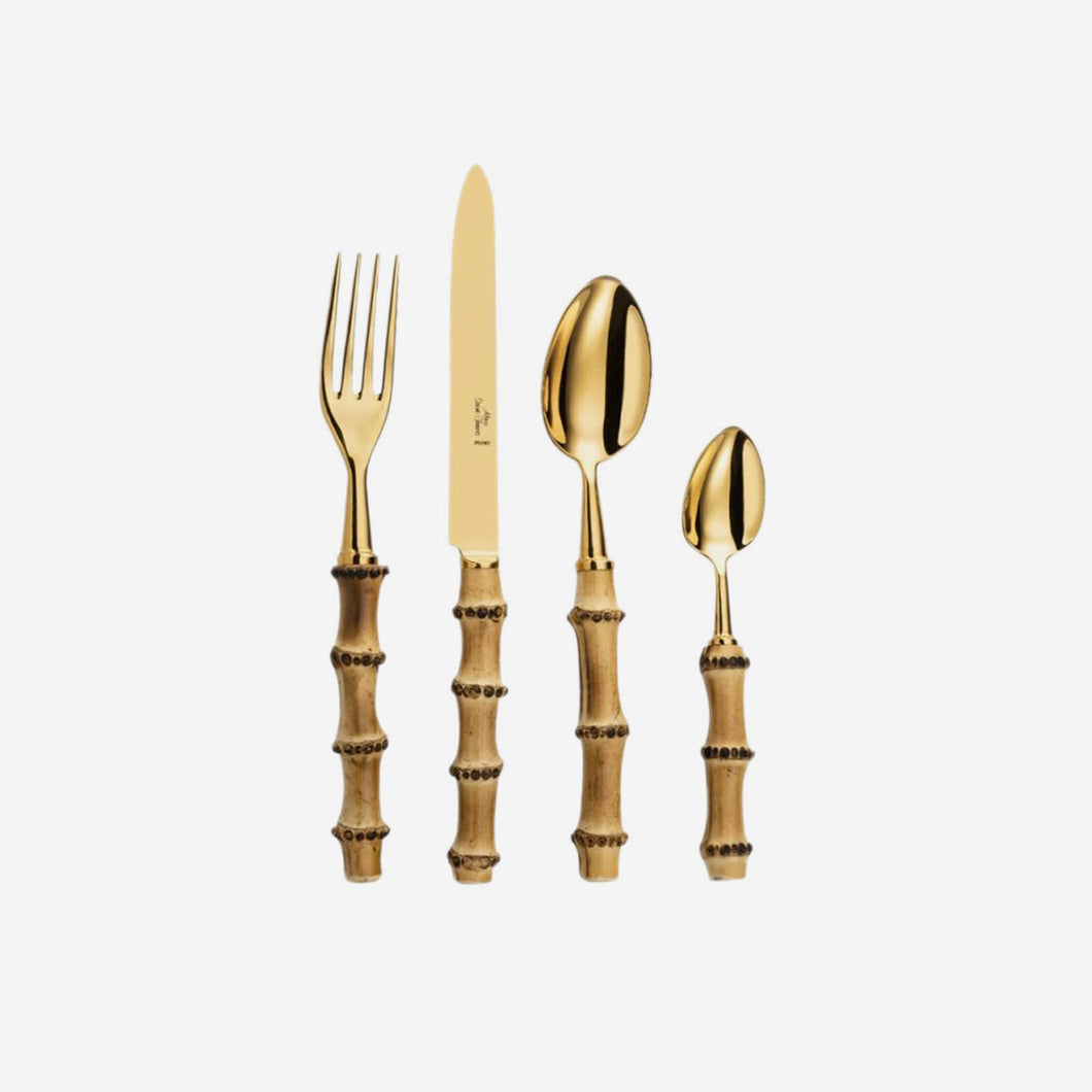 Bamboo Gold 4-Piece Cutlery Set bonadea alain saint joanis