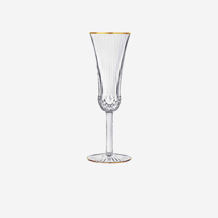 St Louis Apollo Champagne Flute Gold Rim