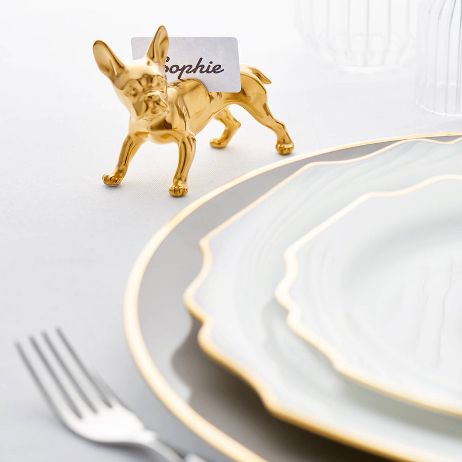 Augarten Wien 1718 Gold French Bulldog Place Card Holder