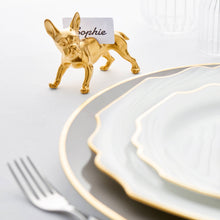 Load image into Gallery viewer, Augarten Wien 1718 - Gold French Bulldog Place Card Holder
