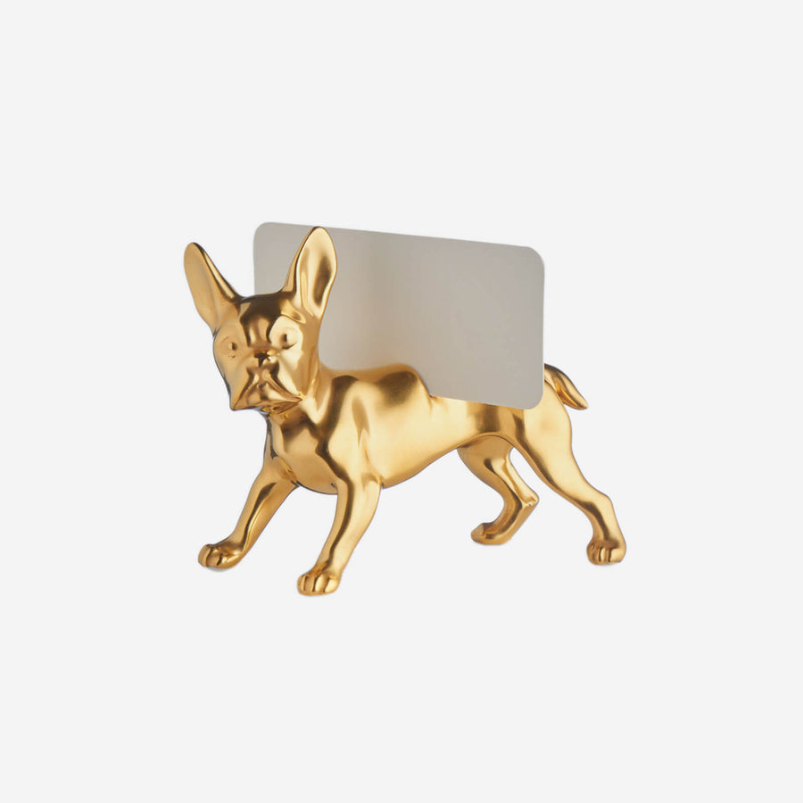 Augarten Wien 1718 Gold French Bulldog Place Card Holder