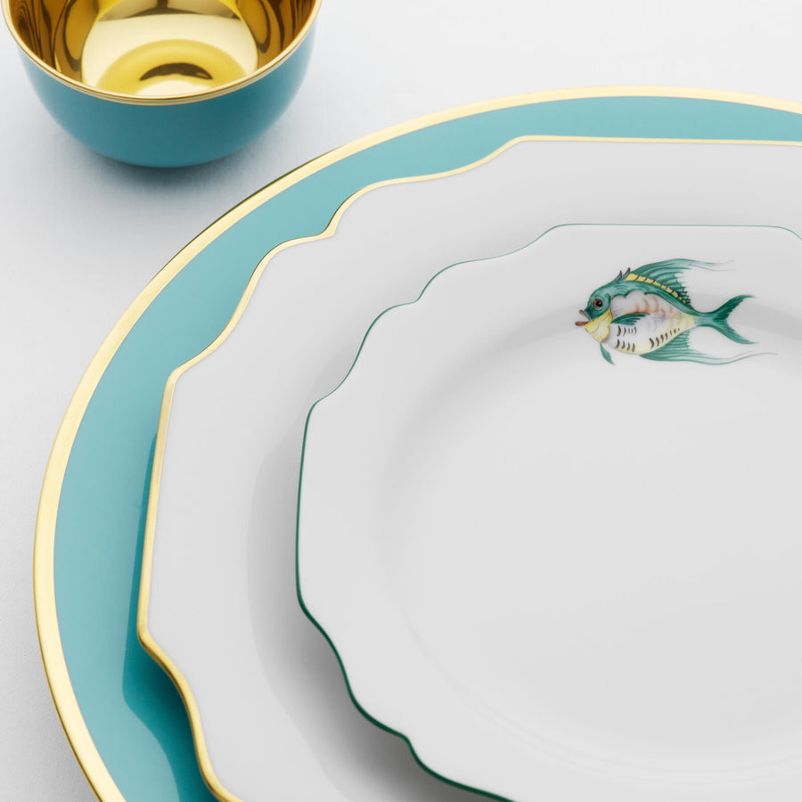 Augarten Wien 1718 Schubert Charger Plate Turquoise