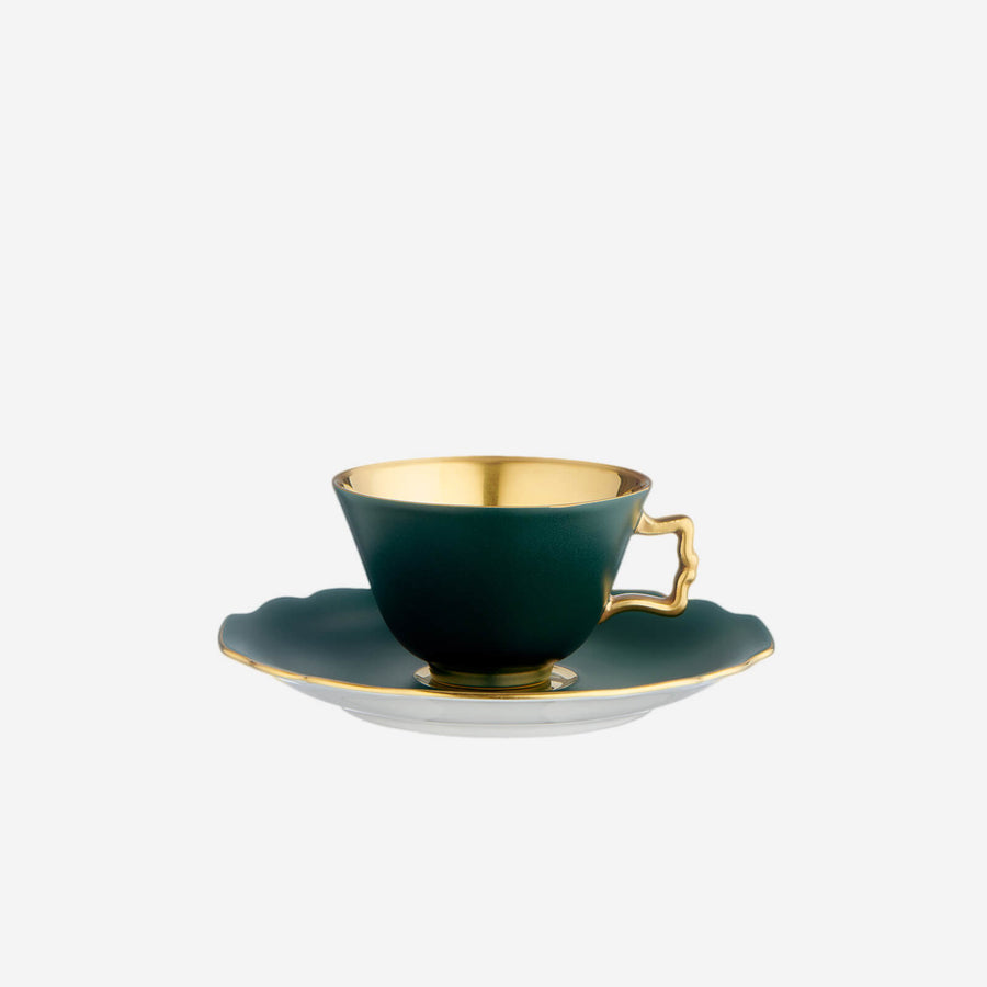 Augarten Wien 1718 Belvedere Forest Green Espresso Cup & Saucer