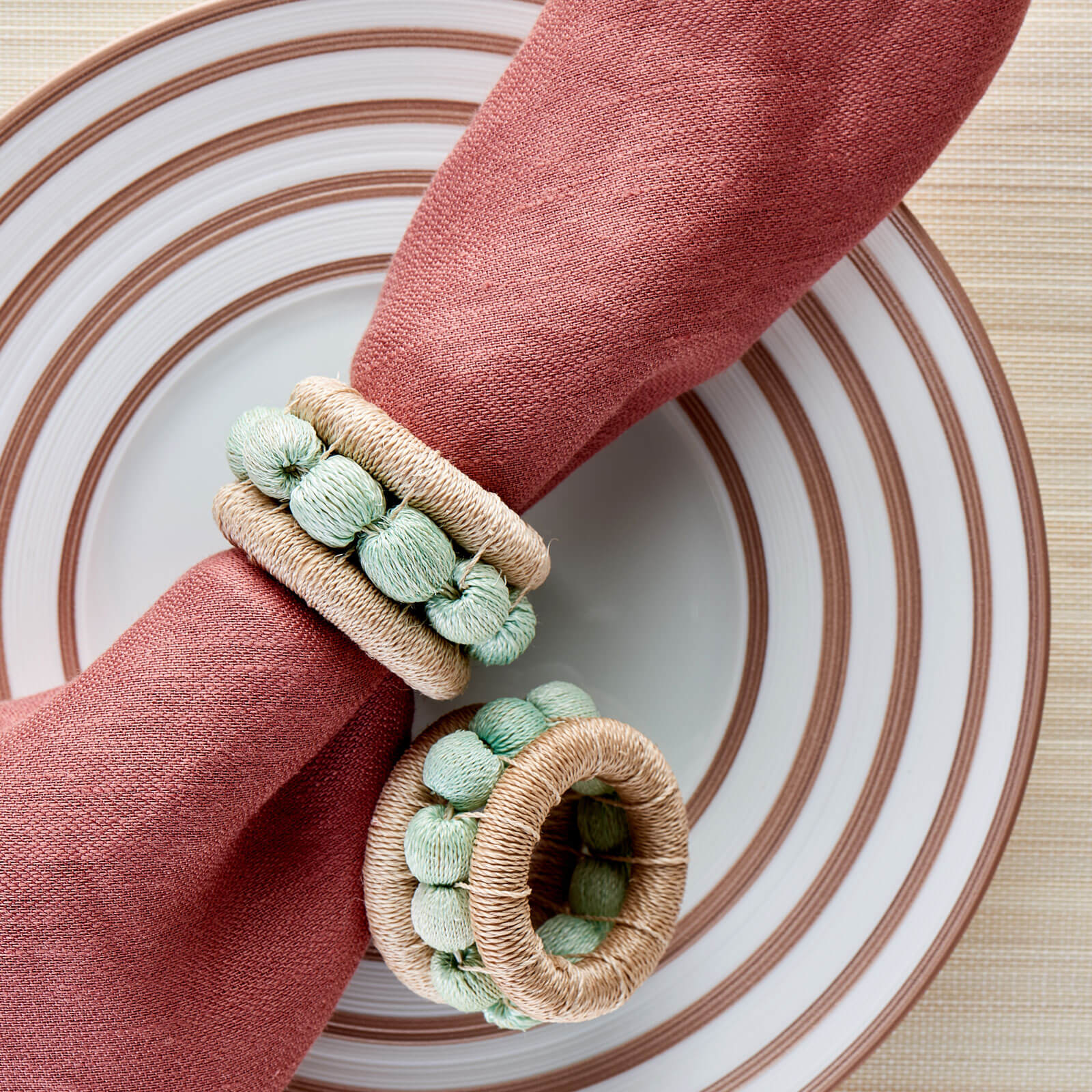 Berry Napkin Ring Aqua - Set of 4