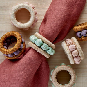 Berry Napkin Rings Flax - Set of 4