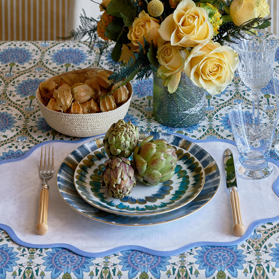 Matouk Set of Four Sky Blue Scallop Placemats