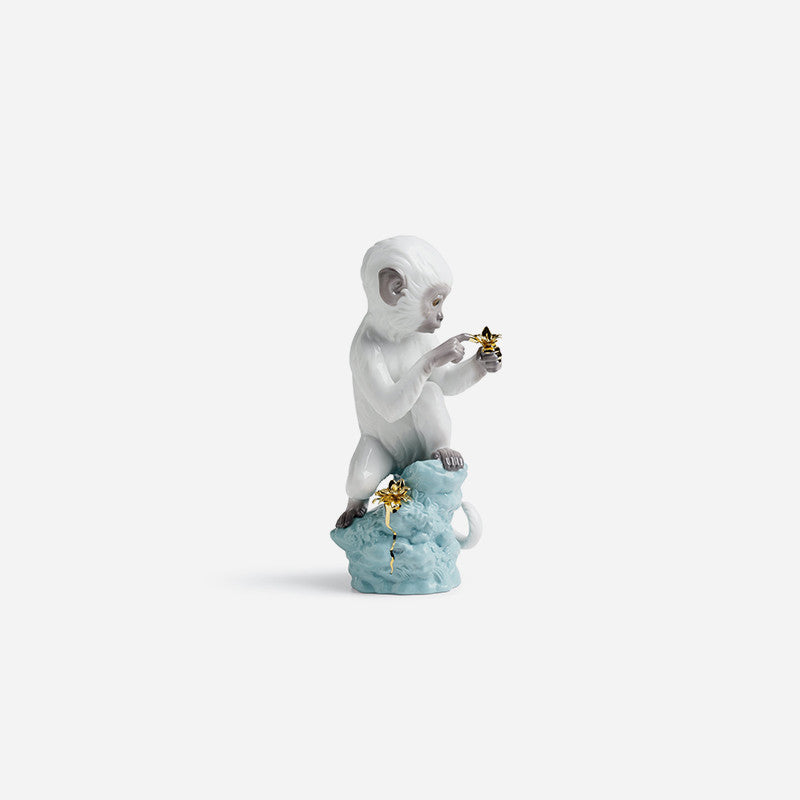 Lladró - Porcelain Monkey Figurine Turquoise - BONADEA