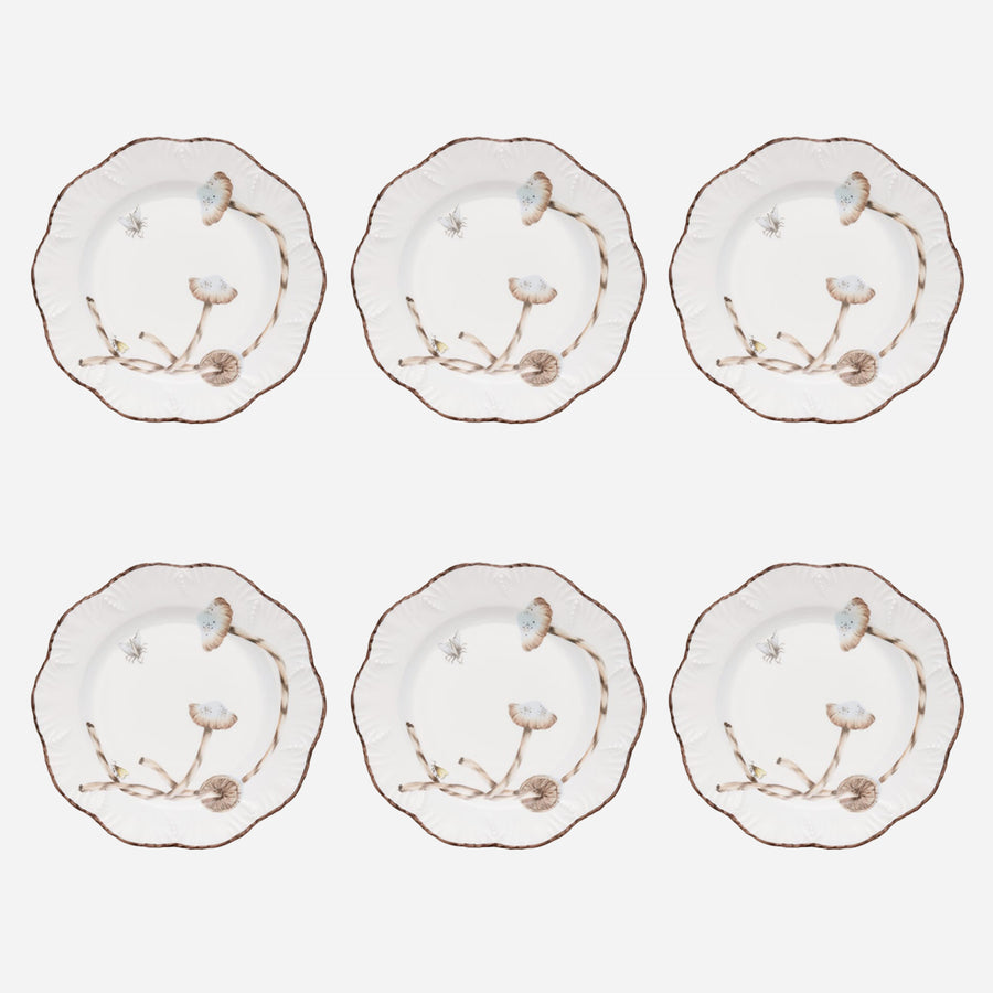 Alberto Pinto Les Champignons Dessert Plates - Set of 6