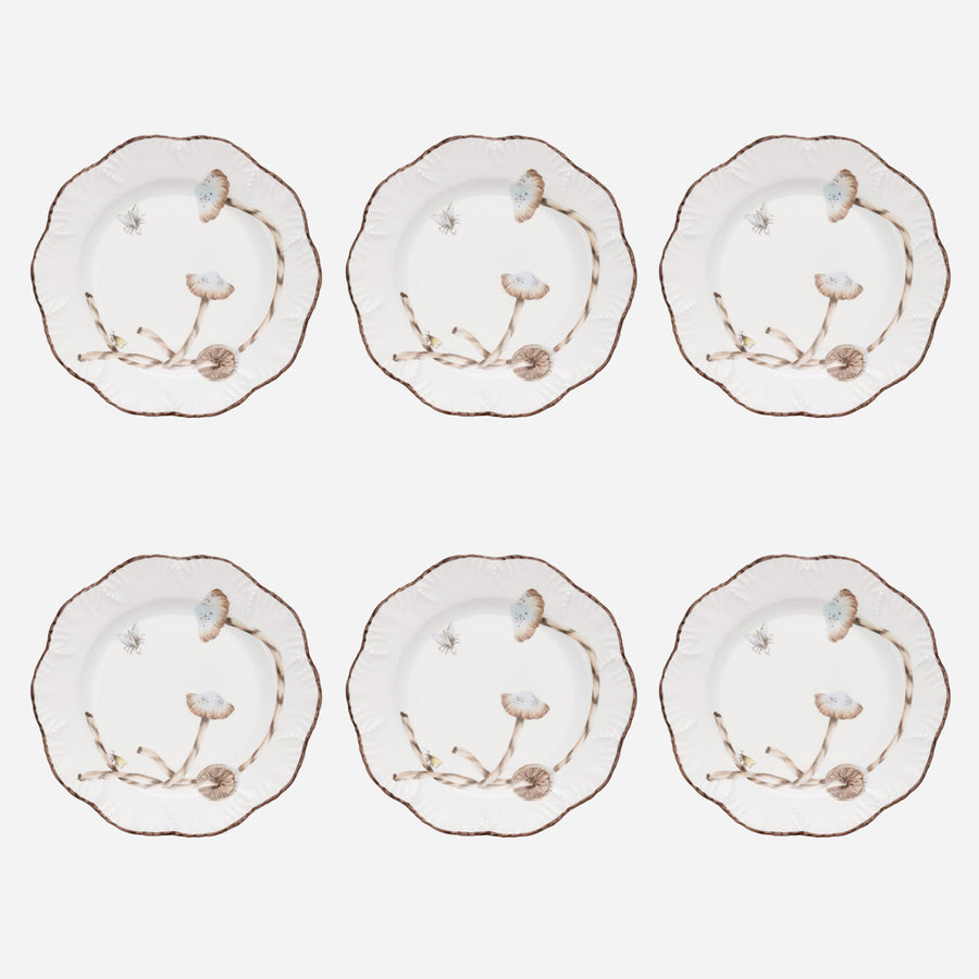 Alberto Pinto Les Champignons Dessert Plates - Set of 6