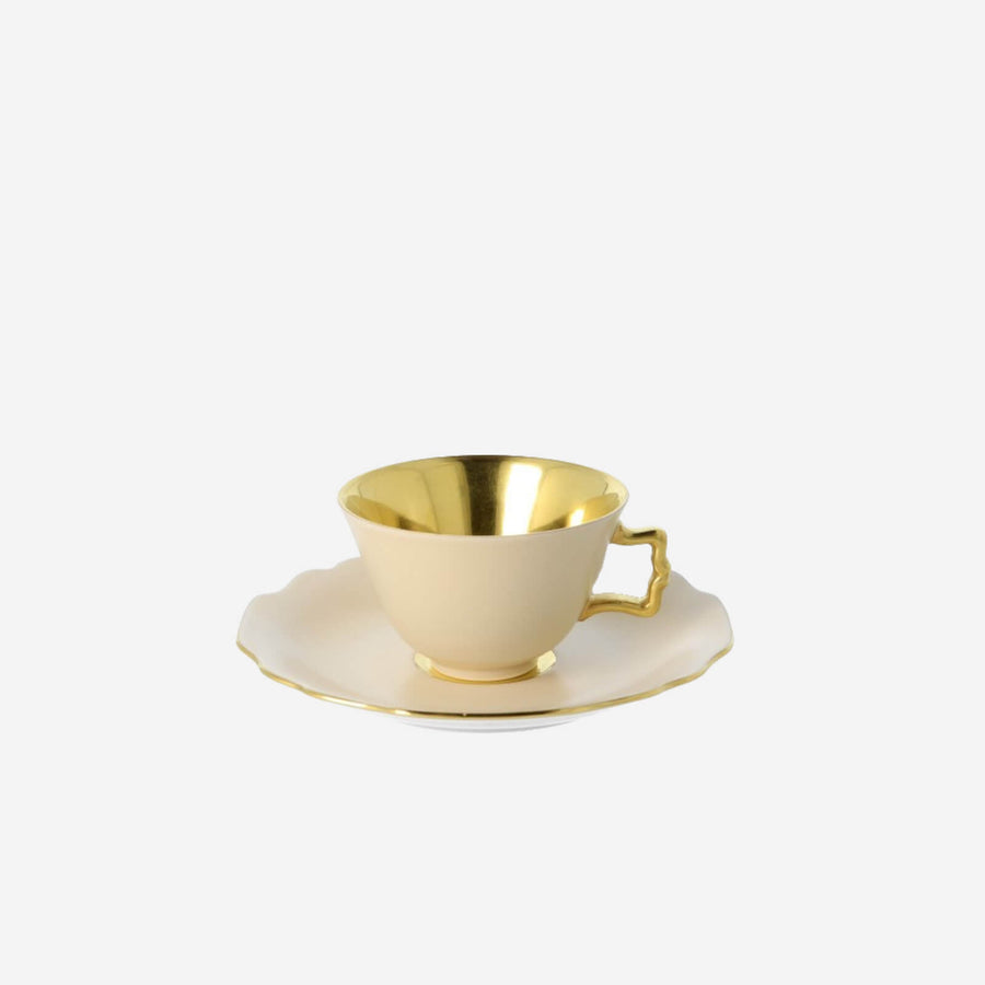 Augarten Wien 1718 Belvedere Espresso Cup & Saucer Champagne