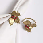 Bonadea - Holly Set of Four Napkin Rings - Christmas Table Accessories