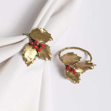Bonadea - Holly Set of Four Napkin Rings - Christmas Table Accessories