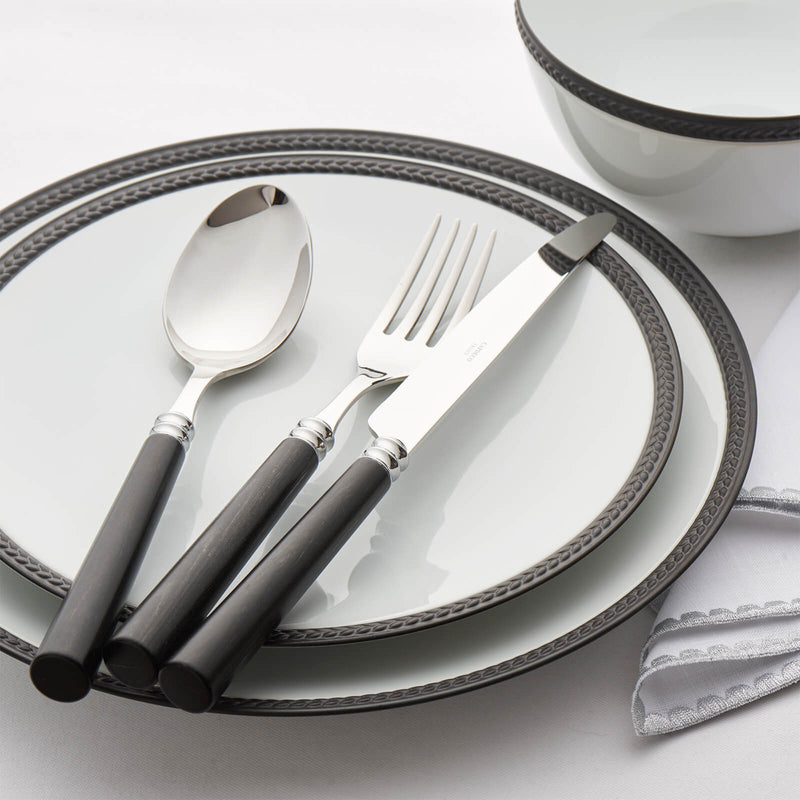 L'Objet Soie Tressée Black Dessert Plate